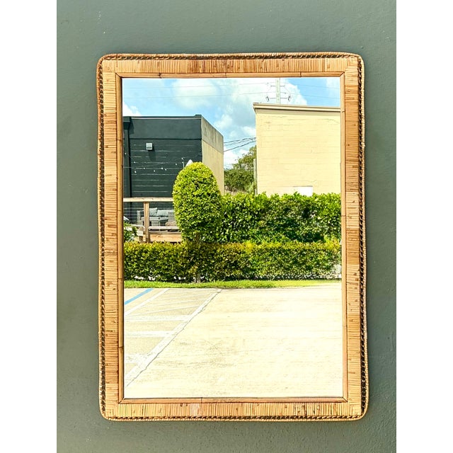 Vintage Woven Rattan Frame Mirror For Sale - Image 9 of 17