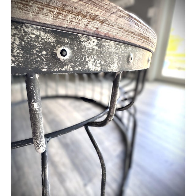 Rustic Transitional Reclaimed Wood & Distressed Wrought Iron Coffee & Side Tables Trio For Sale - Image 3 of 13