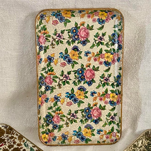 Vintage Japanese Alcohol Proof Floral Chintz Patterns Snack Trays-Group of 3 For Sale In Sacramento - Image 6 of 11
