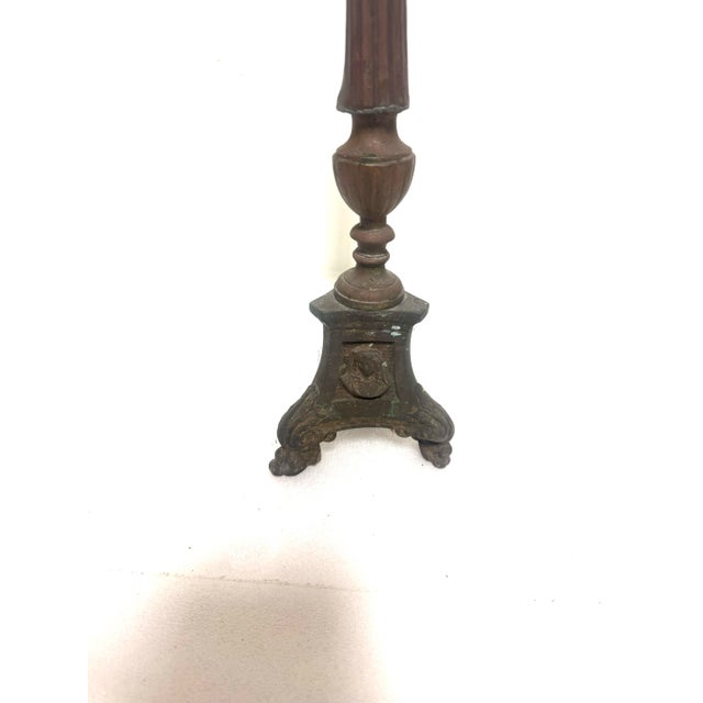 Antique 19 Century Tall Gothic-Style / Religious French Altar Candlestick For Sale - Image 10 of 12