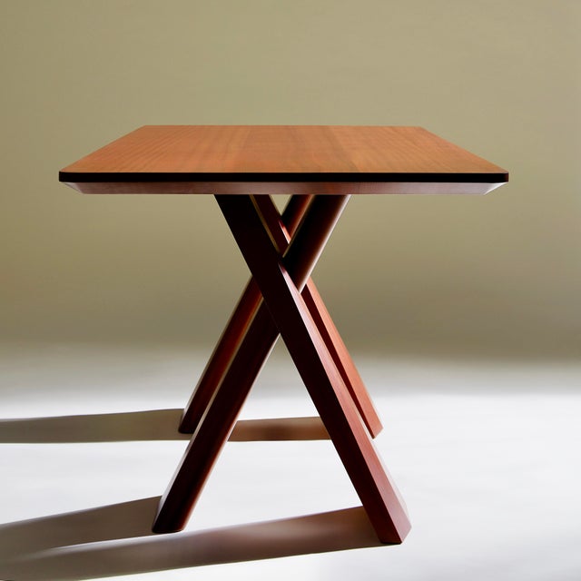 Contemporary Custom Double Pedestal X-Form Dining Table by Michael Maximo, Made to Order For Sale - Image 3 of 7