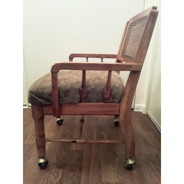 1970s Vintage Wheeled Cane Back Chair For Sale - Image 4 of 13