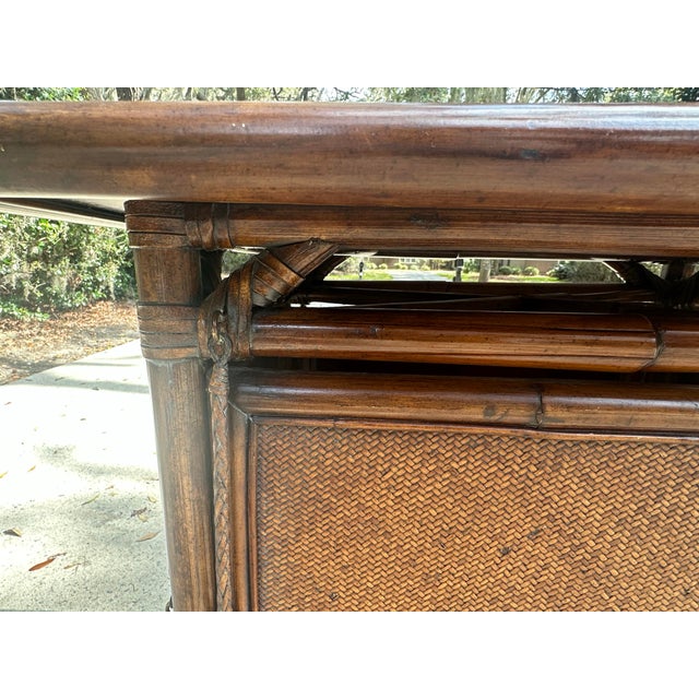 Brown British Colonial Style Bamboo and Rattan Accent Table For Sale - Image 8 of 12