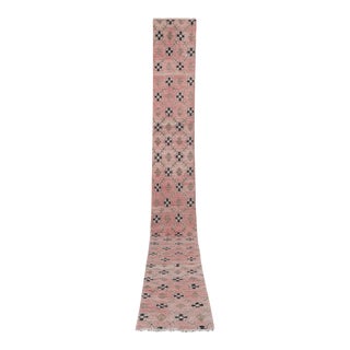 1960s Vintage Turkish Oushak Extra Long and Wide Runner - Stair Tread For Sale