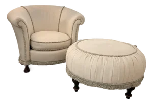 Custom Upholstered Lounge Chair & Ottoman
