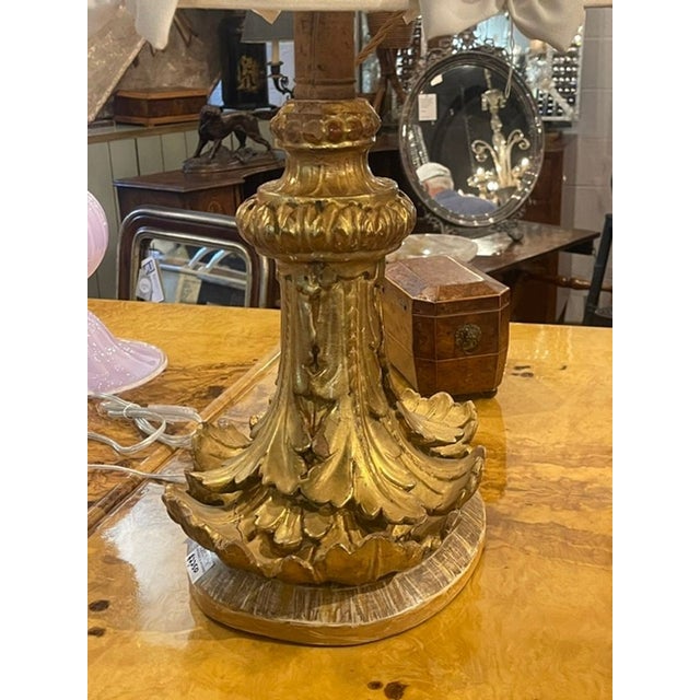 Wood 19th Century Italian Giltwood Element as Lamp For Sale - Image 7 of 8