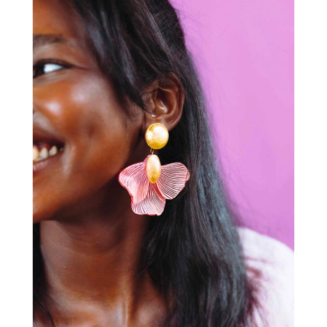 Contemporary ELISE, Pendant earrings, Rose, Stud For Sale - Image 3 of 3