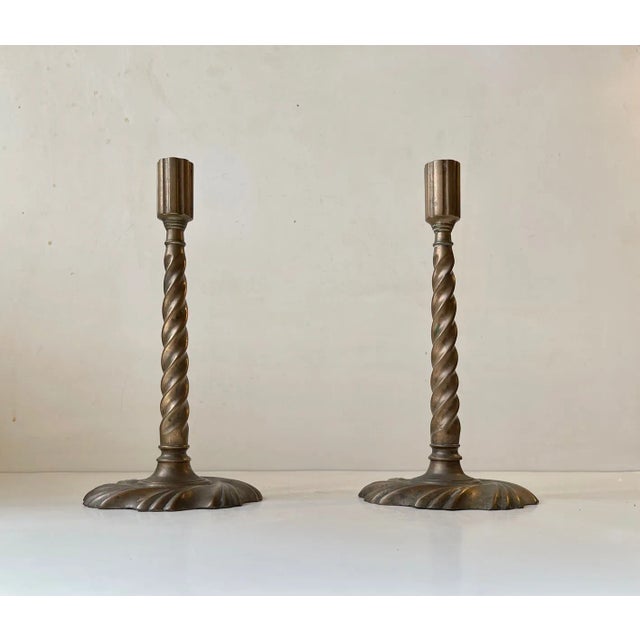19th Century Twisted Gothic Candlesticks in Bronze, Set of 2 For Sale - Image 4 of 12