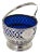 Antique Edwardian Sterling Silver With Cobalt Glass Nuts & Candy Basket For Sale
