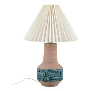 Ceramic Table Lamp in Pleated Lampshade by Fratelli Fanciullacci for Le Klint, Italy, 1970s For Sale