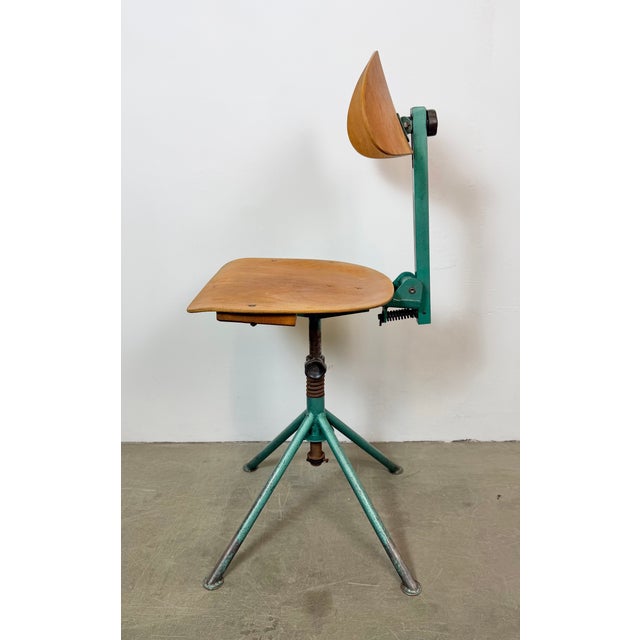 Industrial Dark Green Workshop Chair, 1950s For Sale - Image 9 of 18
