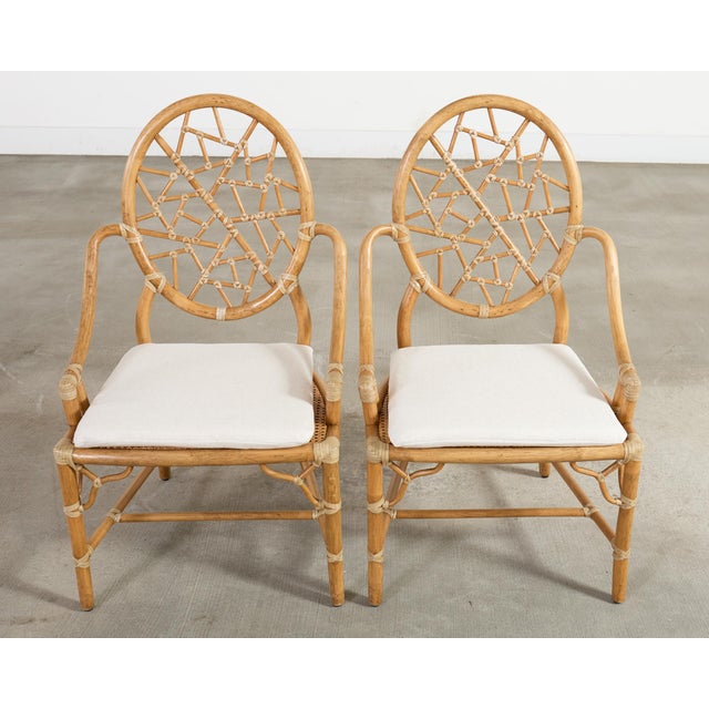 Set of Six Genuine McGuire "Cracked Ice" Rattan Dining Chairs For Sale - Image 10 of 18