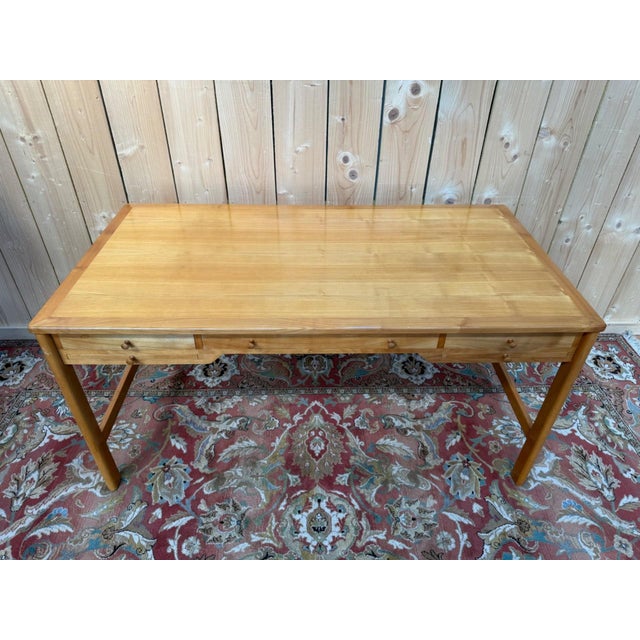 Scandinavian Style Flat Desk in Walnut and Oak attributed to Petersen Bernt, 1960s For Sale - Image 3 of 8