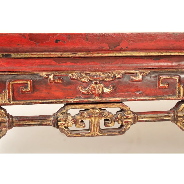 Chinese Red Painted and Gilt Decorated Coffee Table For Sale - Image 9 of 13