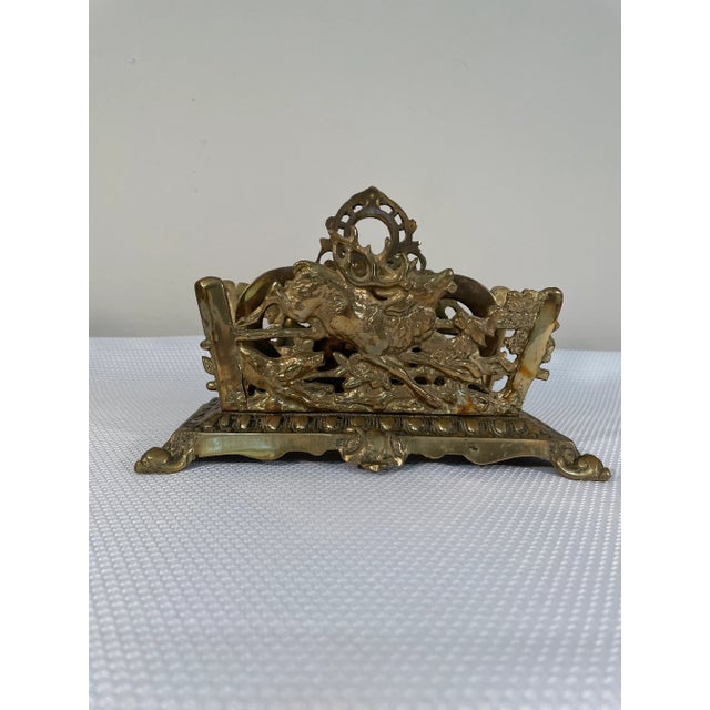 19th Century Antique Bradley Hubbard Brass Hunting Scene Letter Holder For Sale - Image 10 of 13