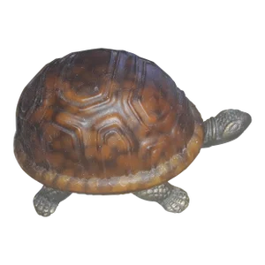 Mid Century Modern French Art Glass/ Bronzed Turtle Figure Accent Lamp/ Table Lamp