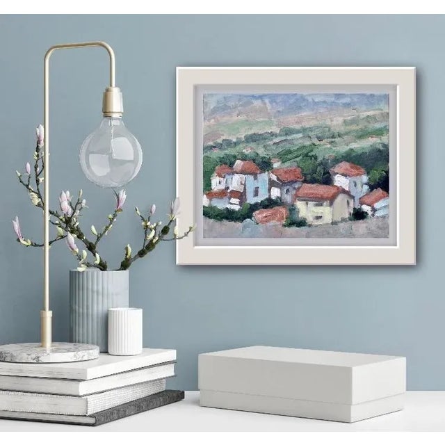 Italy, Red Rooftops 10x8 oil on linen panel. Signed Haas. Unframed. Frames shown are for sample only.