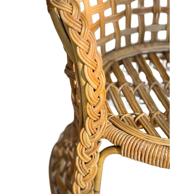 Pair of 1970s Modern Organic Bamboo/Rattan Lattice Chairs For Sale In Houston - Image 6 of 18