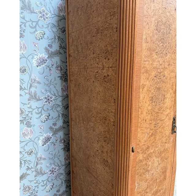 Wood Large Art Deco Wardrobe in Speckled Maple, 1930s For Sale - Image 7 of 17