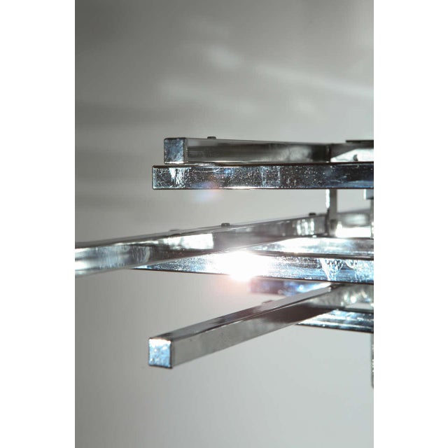 Late 20th Century Vintage Abstract Italian Glass & Chrome Chandelier For Sale - Image 5 of 10