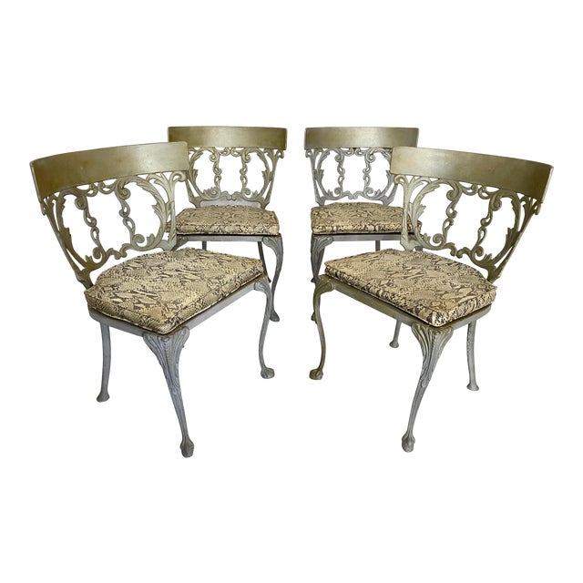 Mid Century Molla Cast Aluminum French Regency Style Chairs Set of 4