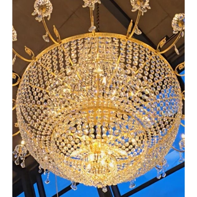 Custom Empire Style Lead Crystal Basket Chandelier 48 Lights 200 Cm For Sale - Image 6 of 7