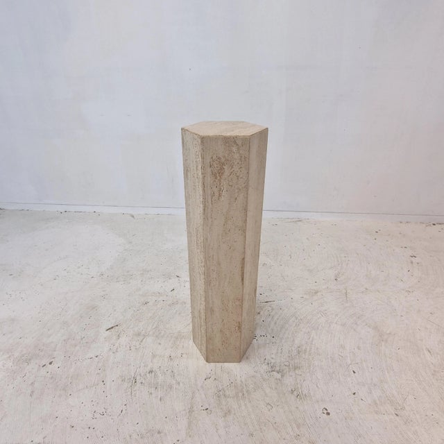 Mid-Century Modern Italian Travertine Side Table or Pedestal, 1980s For Sale - Image 3 of 13
