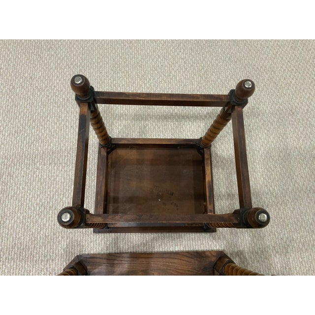 1950s Oak Wood Nesting Tables Turned Legs Stacking Tables - Set of 2 For Sale - Image 9 of 13