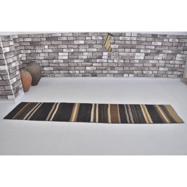 Textile 1960s Organic Anatolian Kurdish Stripe Runner For Sale - Image 7 of 10