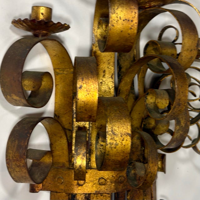 1960s Hollywood Regency Hans Kögl Style Italian Gilt Candle Wall Sconce For Sale In Mobile - Image 6 of 12