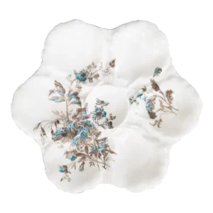 Antique 19th Century French Limoges Porcelain Floral Oyster Plate