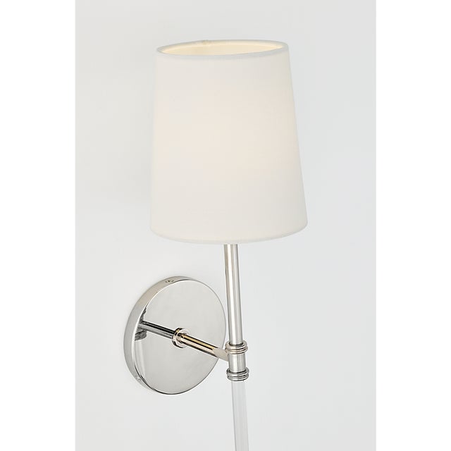 Visual Comfort Suzanne Kasler for Visual Comfort Signature Camille Sconce in Polished Nickel with Linen Shade For Sale - Image 4 of 8