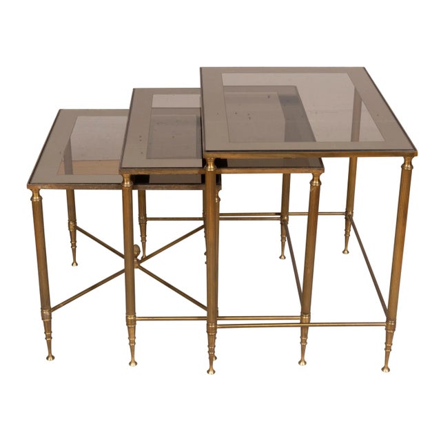Brass Nesting Vintage Brass Tables - Set of 3 For Sale - Image 8 of 12