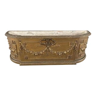French Planter or Jardiniere in Plaster and Wood With Bows and Garland, 19th Century For Sale