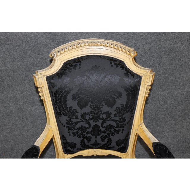 1900 - 1909 Pair Napoleonic Painted and Carved Armchairs For Sale - Image 5 of 8