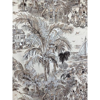 "Key West Toile" by Suzie Zuzek Key West Decoratives Hand Print Upholstery Weight Fabric- 4.2 Yards For Sale