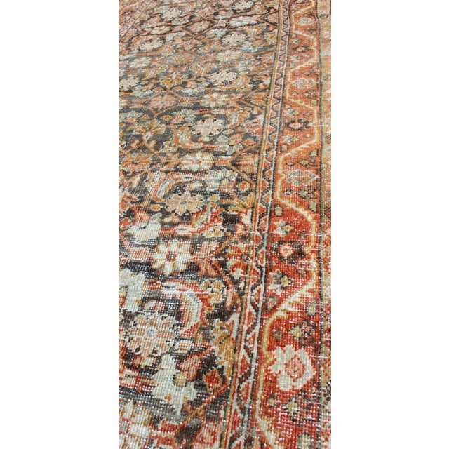 Sky Blue Antique Persian Mahal Runner With Allover Botanical Motif in Soft Sky Blue For Sale - Image 8 of 12