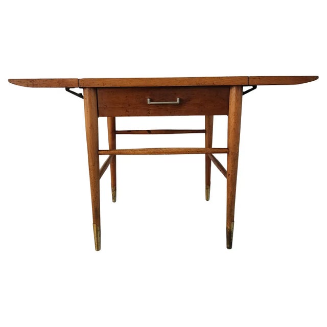 1950s Drop Leaf Walnut Side Table Copenhagen Lane Altavista For Sale - Image 11 of 16
