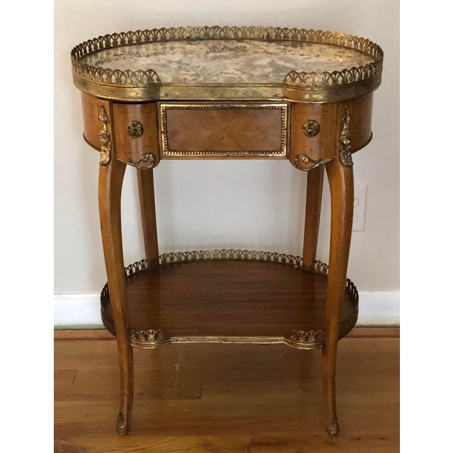 Antique French Ormolu Mounted Marble Top Kidney Shaped Accent Table For Sale - Image 12 of 12