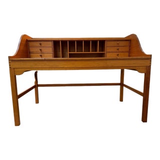 1970s Danish Modern Solid Oregon Pine Writing Desk by Andreas Hansen for Hadsten Træindustri For Sale