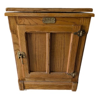 Mid 20th Century "White Clad" Ice Box Table - Solid Oak With Swivel Top For Sale