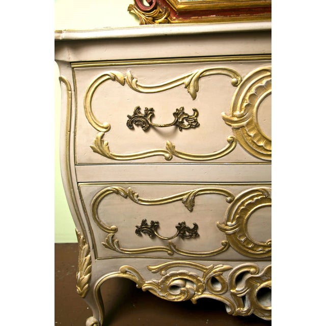 Rococo French Creme Peinte Bombe Commode For Sale - Image 3 of 10