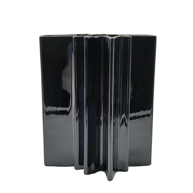 Black Ceramic Vase by Angelo Mangiarotti for F.lli Brambilla, Italy, 1960s For Sale - Image 9 of 9