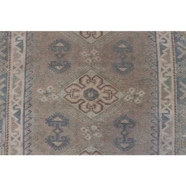 Textile Vintage Turkish Rug With Unique Design in Blue, Taupe, Butter & Neutral Colors 4'6"x6'6" For Sale - Image 7 of 10