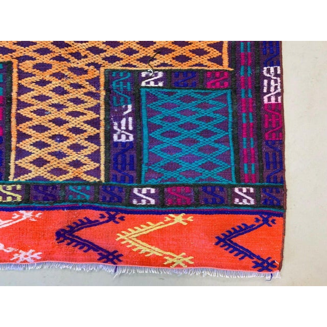 Textile Vintage Turkish Moroccan Colorful Kilim Rug For Sale - Image 7 of 8