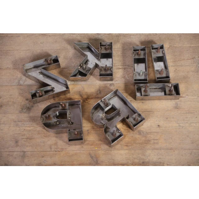 Vintage Chrome Letter Sign, Former Czechoslovakia, 1950s, Set of 7 For Sale - Image 7 of 9