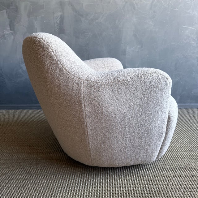 Not Yet Made - Made To Order Mid Century Style Swivel Chair in a Plush Teddy Fabric For Sale - Image 5 of 10