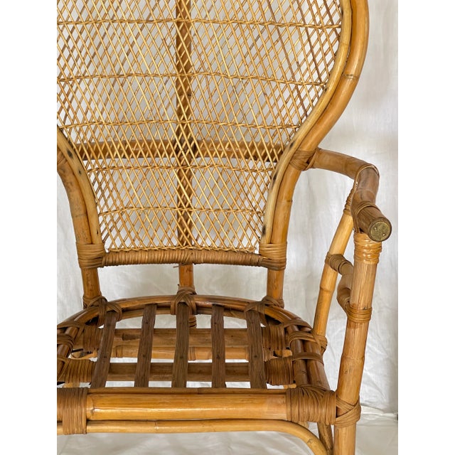 Pair Bamboo & Rattan Fan Back Arm Chairs For Sale - Image 15 of 18