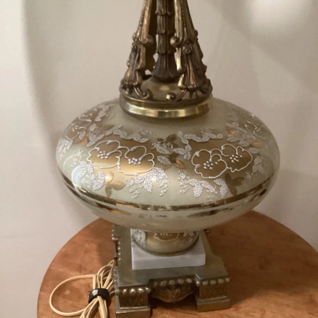 Art Deco Original Art Deco Bronze & Brass Table Lamp Gold Hand Painted Tone c.1940 For Sale - Image 3 of 12