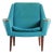 1960s Danish Low-Back Lounge Chair in Blue Wool + Teak For Sale